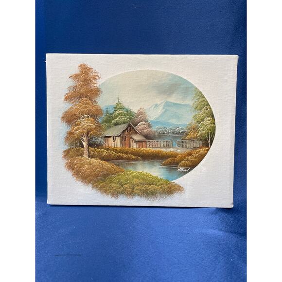 Pair of Unframed Fall Themed Oil Painting by Nathan - Picture 2 of 9